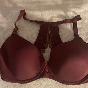Soma Embraceable Racerback  Burgundy Lace back underwire Bra